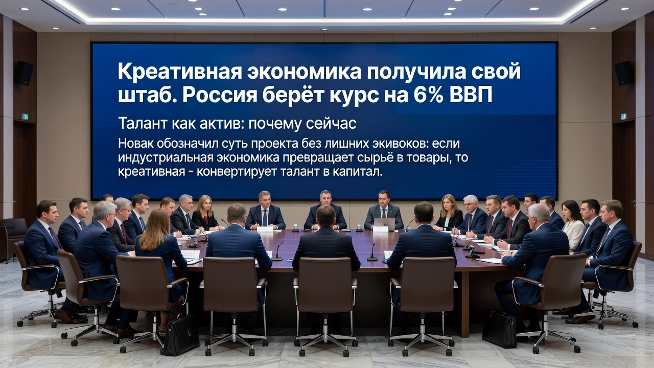 Креативная экономика получила свой штаб. Россия берёт курс на 6% ВВП
